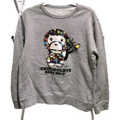 Chocoolate Baby Milo Pullover Bape A Bathing Ape Unisex XL Japan Gray - Image 1 of 4