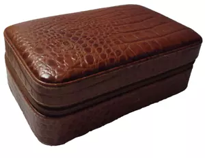 Leather Zipper Case for Manicure Set Jewelry Toiletries Make-Up Velvet Lined - Picture 1 of 11