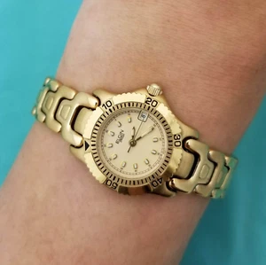 Vintage Elgin Stainless Steel Gold Plated Watch with Rotating Bezel-EMH06-WR100M - Picture 1 of 10