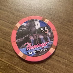 $5 flamingo red house pool obsolete las vegas casino chip - Picture 1 of 2