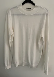 New Look Men's Knit Jumper Size L White Crew Neck Long Sleeve 100% Cotton - Picture 1 of 5
