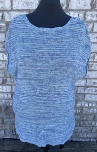 Old Navy Tunic Knit Womens Top Size XXL Short Sleeves Blue & White - Picture 1 of 6