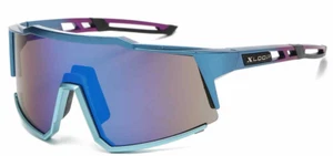 XLoop Sunglasses Sports Wrap Purple & Blue Frame W/ Mirrored Lens 8x3653(1) - Picture 1 of 1