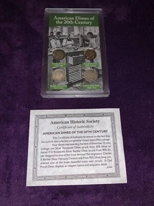 Amerikanische Groschen des 20. Jahrhunderts Sammlung, 4 Groschen - 3 Silber, Acryl Halter. - Bild 1 von 4