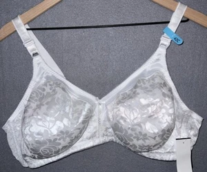 BALI White LINED MESH Jacquard Print DOUBLE SUPPORT WIRE-FREE BRA #3372 Sz 42C - Picture 1 of 5