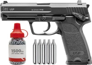 Umarex HK USP Blowback .177 Cal Black Air Pistol with CO2 Tanks and BBs Bundle - Picture 1 of 5