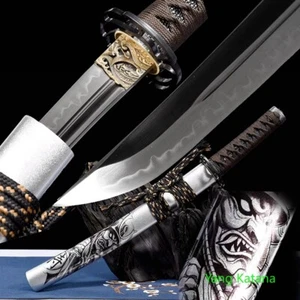 ClayTempered T10 Steel Japan Ninja Tanto Short Sword Dagger Katana FullTang#1091 - Picture 1 of 12