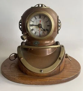 Vintage Brass Divers Helmet  Clock Clock Needs Restoration - Picture 1 of 6