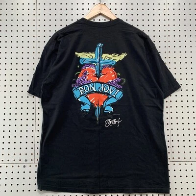 Hard Rock Bon Jovi Shirt Mens XL Black Music Band TEE Heart Dagger Logo 23x29.5 - Image 1 of 4