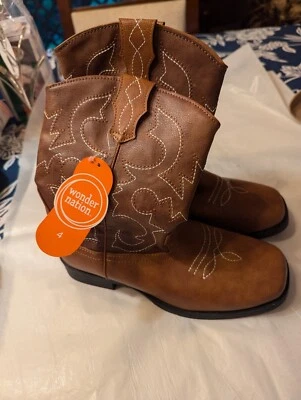 Botas de Vaquero Wonder Nation Little Boys 4 Marrón Nuevas con Etiquetas Foto 1 de 4