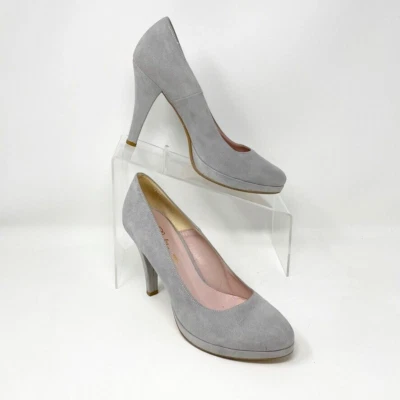 Zapatos de salón Lolita Milano para mujer teniente gris gamuza cuero italiano plataforma tacón, talla 9 Foto 1 de 4