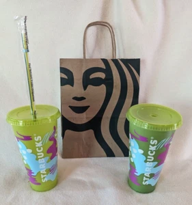 Limited STARBUCKS 2024 UV Color Changing Reusable Cold Cup + Straw 24 oz NEW - Picture 1 of 4