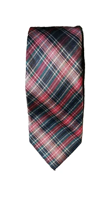 Men's Wembley  Tie Necktie Plaid 100% Heavy Silk EUC - Image 1 of 3