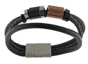 Herrenarmband LEDER braun EDELSTAHL MAGNETVERSCHLUSS STORCH SCHMUCK Germany - Bild 1 von 1