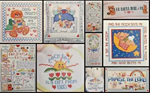Kindergebete - Verse kurz & lang - Vintage Kreuzstichkarte - Bild 1 von 2