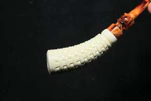 Basket Weave Horn Meerschaum Pipe, Block Meerschaum, Unsmoked Pipe - Picture 1 of 9