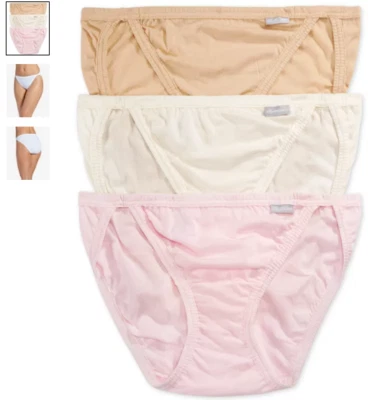 Women Jockey 3-Pack String Bikinis (Ivory/Pink) Cotton Comfort Panty Underwear - Image 1 of 4