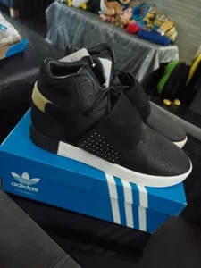 Adidas Tubular Invader Strap Trainers Mid Top Black UK Size 8.5 - Picture 1 of 7