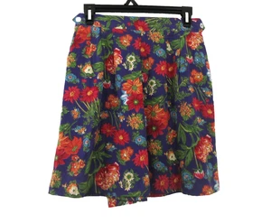 Lizsport High Waisted Shorts 8 Floral Tropical Print 100% Cotton Pockets Pleated - Picture 1 of 6