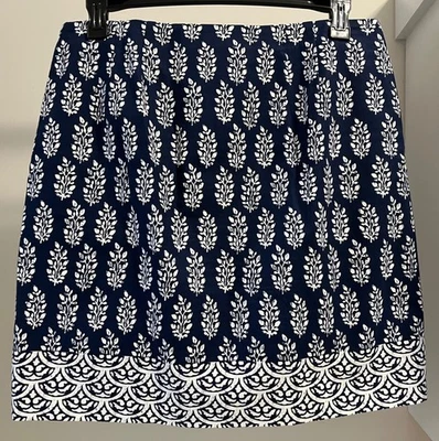 Falda Talbots para mujer talla 12 Tree of Life azul marino/blanco línea A forrada cremallera lateral Foto 1 de 4