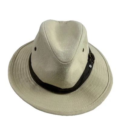 Stetson Fedora Safari Hat Canvas Size L/XL Khaki Preppy Outdoor Travel Outback - Image 1 of 4