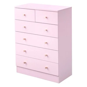 Modern Tall Dresser Storage Cabinet Wood Chest of Drawers Bedroom Dressers Pink - Picture 1 of 14