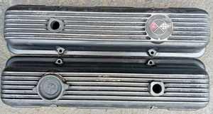 1968-82 CHEVY CORVETTE LT-1 L-82 FINNED ALUMINUM VALVE COVERS BLACK GM ORIGINALS - Picture 1 of 5