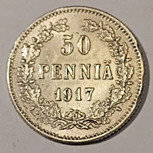 Finlandia * 50 penniä * 1917 * argento * cond 1++ * Kerensky - Foto 1 di 2