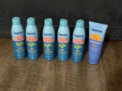 Lot Of 6 Coppertone Kids Broad Spectrum Sunscreen Spray SPF 50 6.9oz EXP 02/27 + - Image 1 of 4