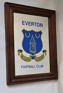 Vintage 1970s /80s EVERTON FOOTBALL CLUB rectangular wood framed mirror - Picture 1 of 5