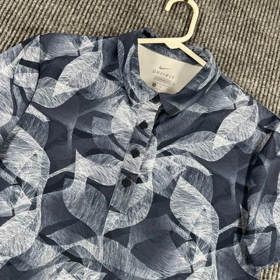 Camisa Polo Nike Para Mujer Pequeña Azul Geométrica Manga Corta Dri Fit Golf Estándar Foto 1 de 4