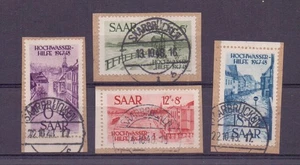 ALEMANIA-SAAR 1948 JUEGO DE ALIVIO DE INUNDACIONES (4) USADO EN PIEZA GATO 250 £ - Imagen 1 de 1