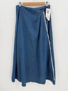 Vintage Liz Wear Womens 100% Cotton Denim Fray Wrap Skirt Size 14 Western 90's - Picture 1 of 9