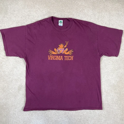 Virginia Tech Shirt Mens XXL Red Hokies Peace Frogs Frog VT Blacksburg Cover