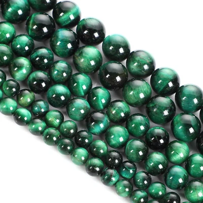 Cuentas sueltas redondas lisas de piedras preciosas de ojo de tigre natural para collar pulsera hágalo usted mismo Foto 1 de 4