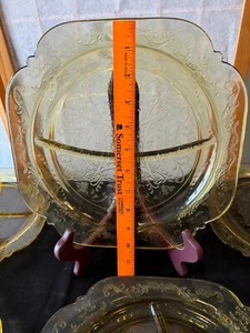 VNTG FEDERAL GLASS MADRID AMBER DEPRESSION GLASS GRILL PLATE 10 1/2" Set of 6. - Picture 1 of 8