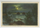 OH Postcard Chattahoochee River At Night Columbus 1942 vtg Curt Teich Linen A20