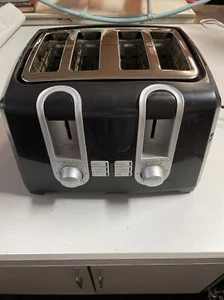 4-Slice Black Extra-Wide Slot Toaster with Browning Control - Picture 1 of 6
