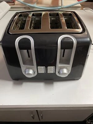 4-Slice Black Extra-Wide Slot Toaster with Browning Control - Image 1 of 4