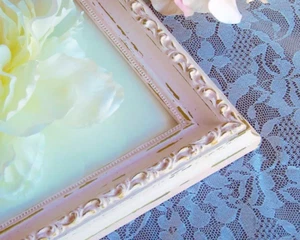 Shabby distressed chic pink & gold ornate wooden wall gallery picture frames - Picture 1 of 6