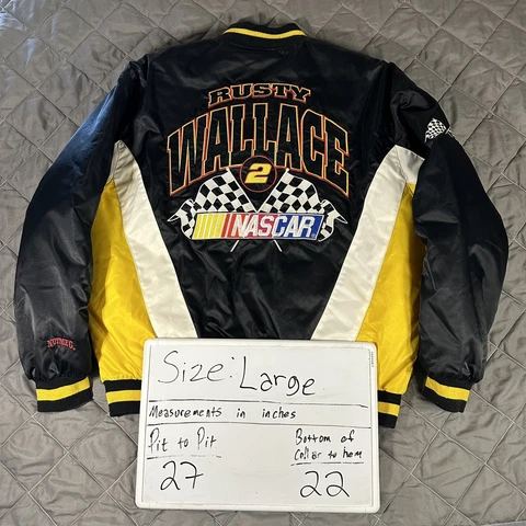 Vintage Nutmeg Rusty Wallace Jacket Mens Large Black NASCAR Racing Miller Cover