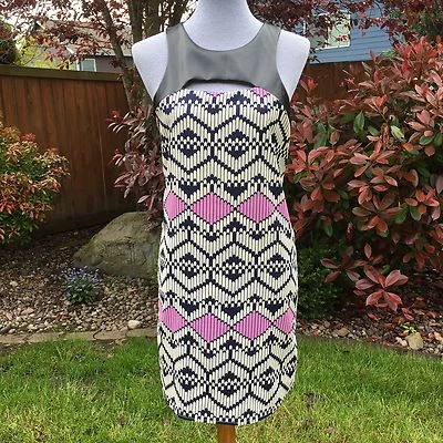 Lush Med Nordstrom Geometric Print Pleather Cutout High Low Sleeveless Clubwear - Image 1 of 4