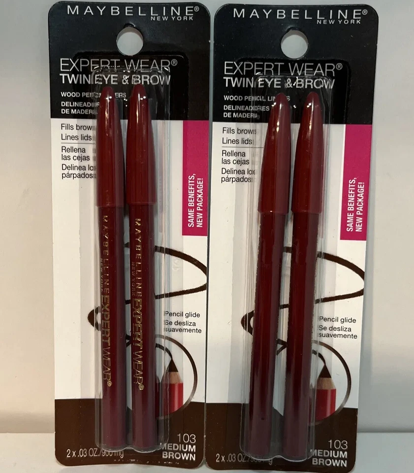 Maybelline Expert Wear Eyeliner Brow Pencil #103 Medium Brown 2 x Twin Pack - Image 1 of 2