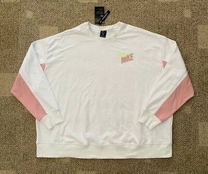 Nike Crew Sweatshirt Sportswear Color-block White Pink Women's Plus Size 3X - Picture 1 of 5