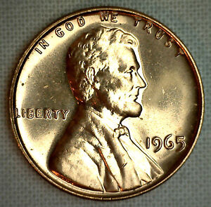 1965 Lincoln Memorial One Cent Coin from SMS Special Mint Set 1c Brass Penny