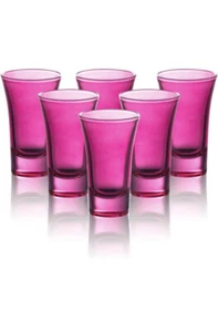 M&N HOME Pink Shot Glasses, 2 Oz Set of 6 Colored Glasses with - Picture 1 of 7