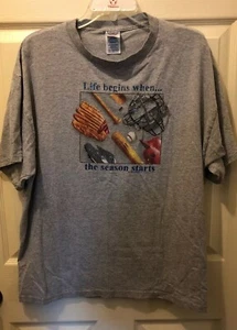 Delta Pro Weight Men's Graphic T-Shirt, XL,Life Begins When ...the Season Starts - Picture 1 of 4