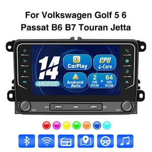 Autorradio 7" Android 14 64G Carplay RDS GPS para VW GOLF 5 6 PASSAT Polo Caddy - Imagen 1 de 19