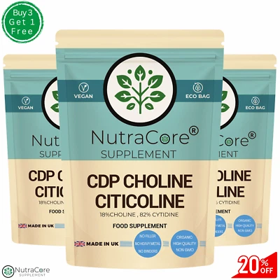 NUTRA CORE Cdp-Cholin Citicolin 600mg Capsule- (108mg Choline&492mg Cytidine) -brain Health