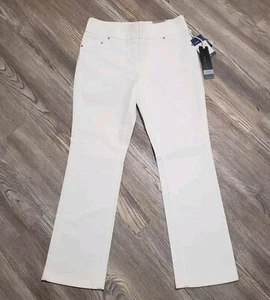 Reitmans Contrast Comfort Fit Jeans Womens 10 Petite White Pull On Straight Leg - Picture 1 of 13